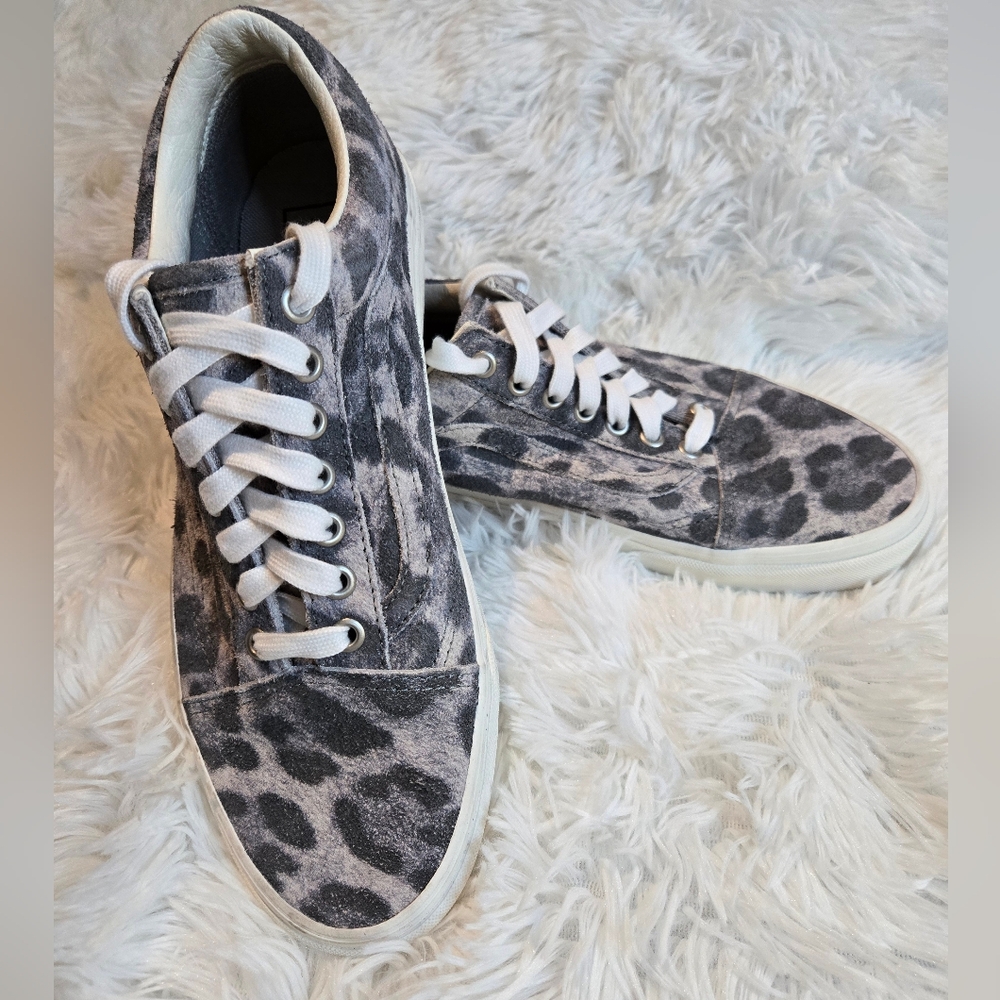 Vans Old Skool Hairly Leopard Gray Sneakers